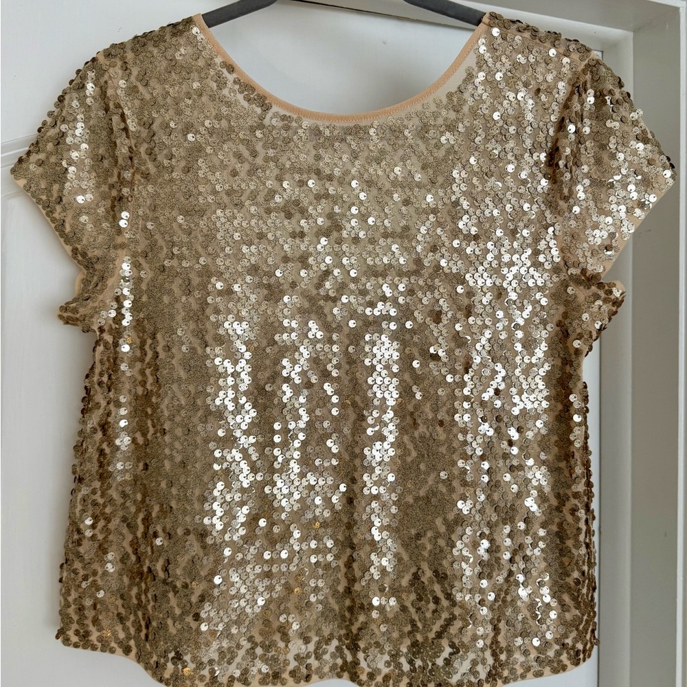 Express Gold Sequin Blouse